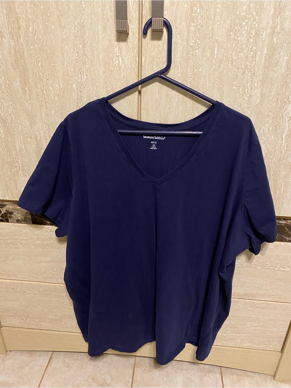 Woman Within Navy V-Neck Short Sleeve Tee